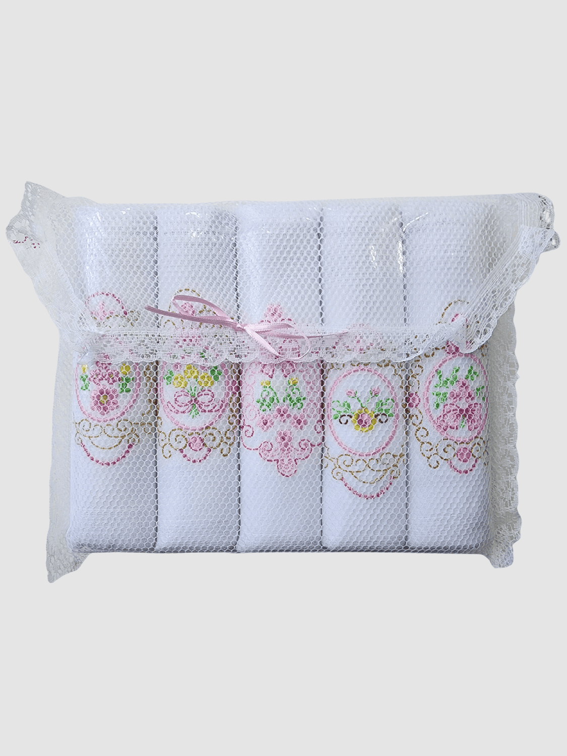 Kit com 5 fraldas - Flores e laço